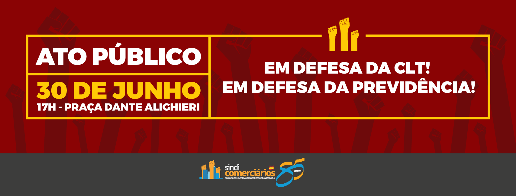 Sindicato convoca trabalhadores para participar do ato público contra as reformas