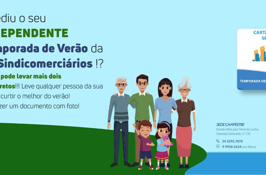  Sindicomerciários cria cartão de dependentes para familiares para Temporada de Verão