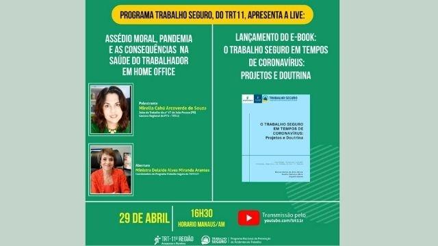  TRT 11: live debaterá assédio moral, pandemia e as consequências na saúde do trabalhador em home office