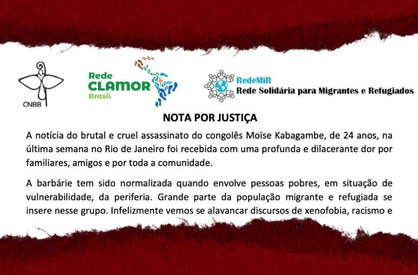  Centrais sindicais participam de atos por Moïse. CNBB, Pastorais e Clamor apontam ‘barbárie normalizada’